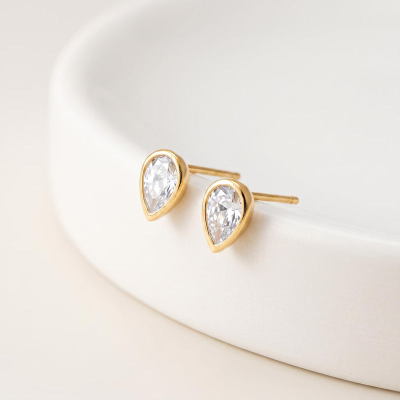 Cami Teardrop CZ Stud Earrings (Gold)