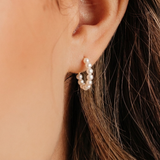Pearl Hoop Earrings (Gold)