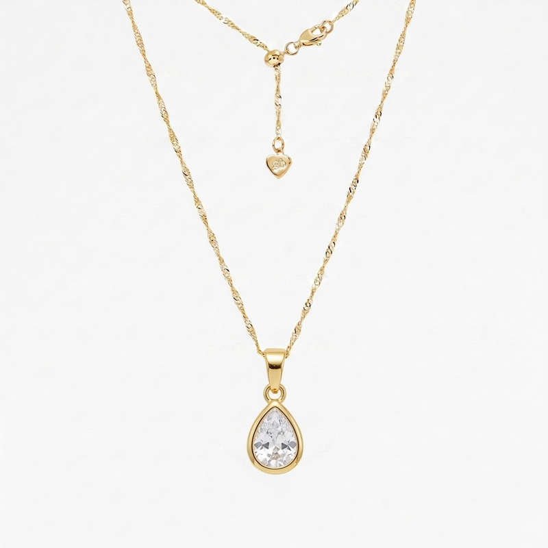 Teardrop CZ Pendant (Gold)