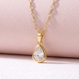 Teardrop CZ Pendant (Gold)