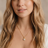Emerald Cut Crystal Adjustable Necklace (Gold)