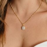 Emerald Cut Crystal Adjustable Necklace (Gold)