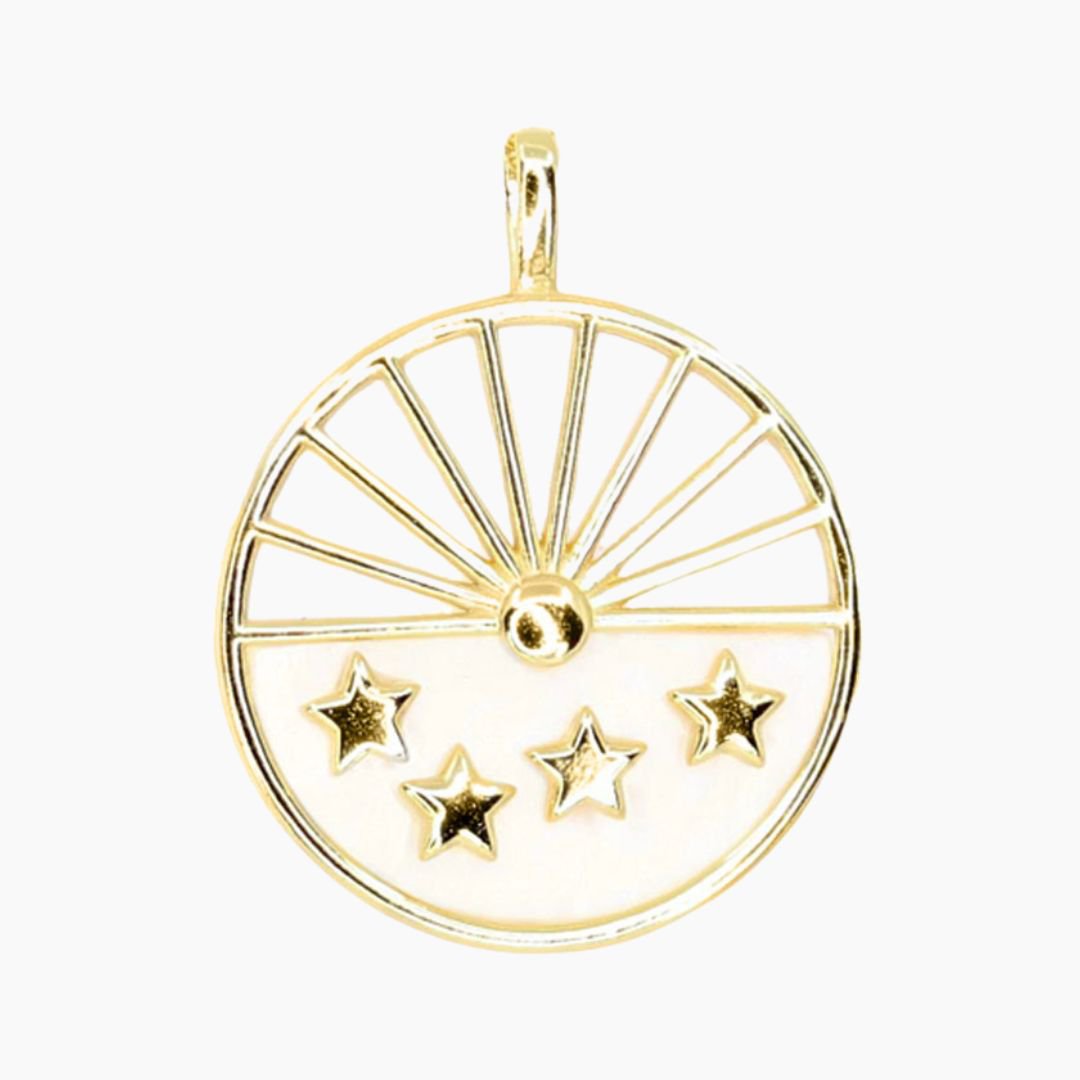 Masami Pearls Pendants Mother of Pearl Sun & Stars Pendant (Gold)