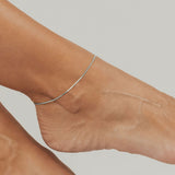 Adjustable Venezia Box Anklet (Silver)