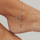 Adjustable Venezia Box Anklet (Silver)