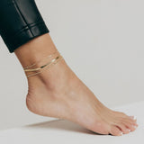 Italian Luna Bead Adjustable Chain Anklet (Gold)