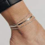 Italian Luna Bead Adjustable Chain Anklet (Silver)