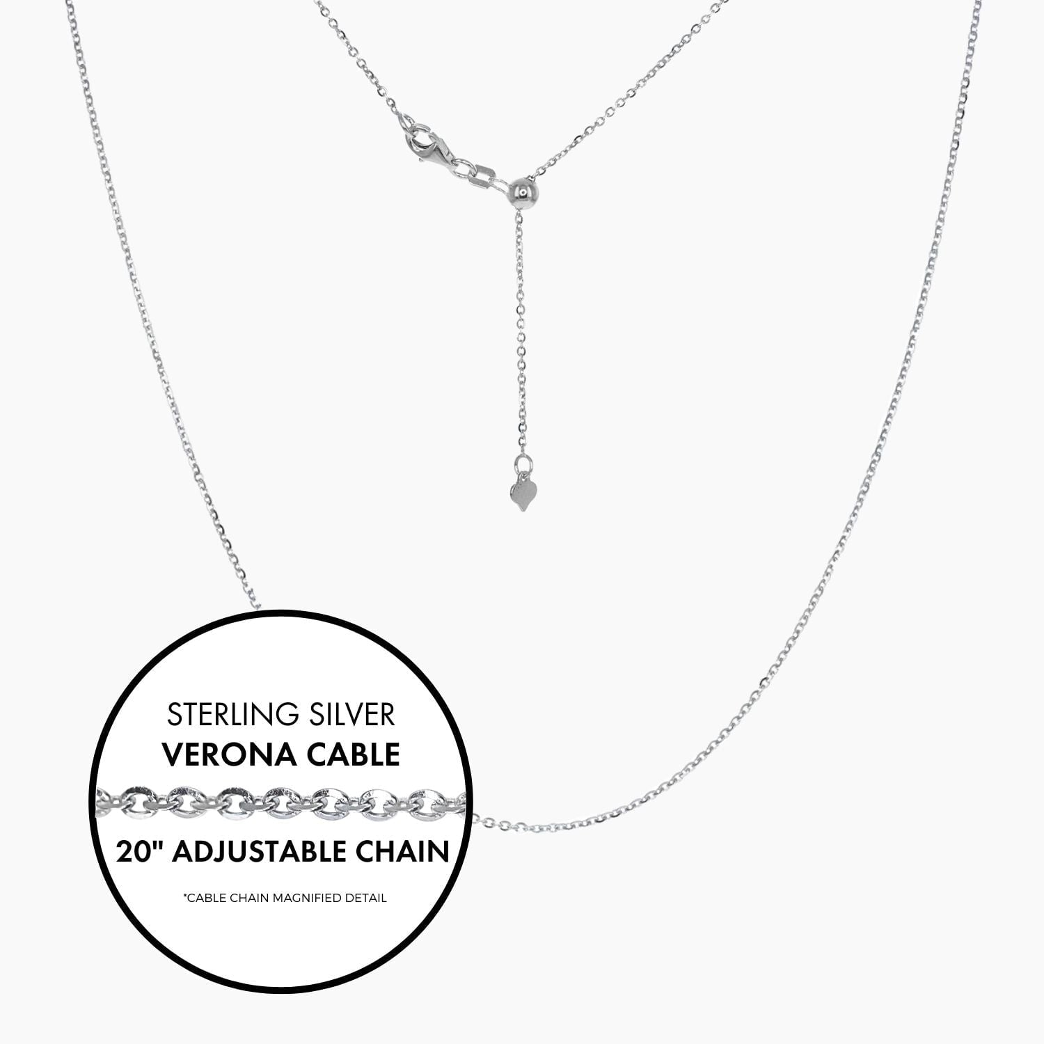 Italian Verona Cable Adjustable Chain (Silver)