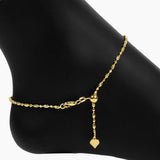 Italian Luna Bead Adjustable Chain Anklet (Gold)