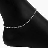 Italian Luna Bead Adjustable Chain Anklet (Silver)