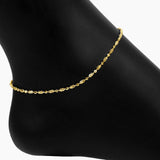 Italian Luna Bead Adjustable Chain Anklet (Gold)