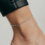 Italian Luna Bead Adjustable Chain Anklet (Silver)