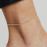 Italian Luna Bead Adjustable Chain Anklet (Gold)