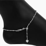 Italian Luna Bead Adjustable Chain Anklet (Silver)