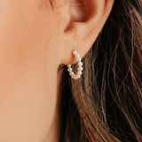 Pearl Hoop Earrings (Silver)