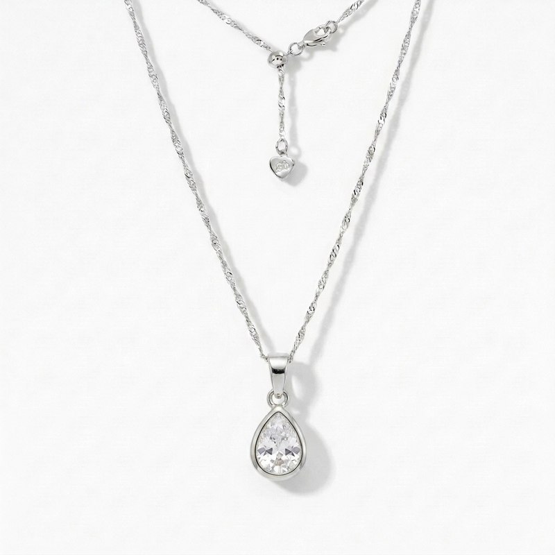 Teardrop CZ Pendant (Silver)
