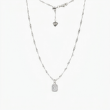 Emerald Cut Crystal Adjustable Necklace (Silver)