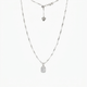 Emerald Cut Crystal Adjustable Necklace (Silver)