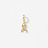 CZ Cancer Ribbon Charm (Gold)